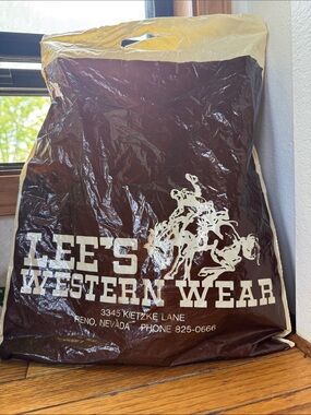 Vintage 1994 Lee’s Western Wear Reno NV Plastic Shopping Bag Prop Ephemera